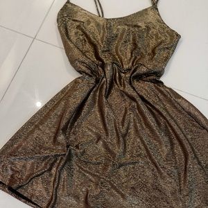 Gold and black mini summer dress, XS